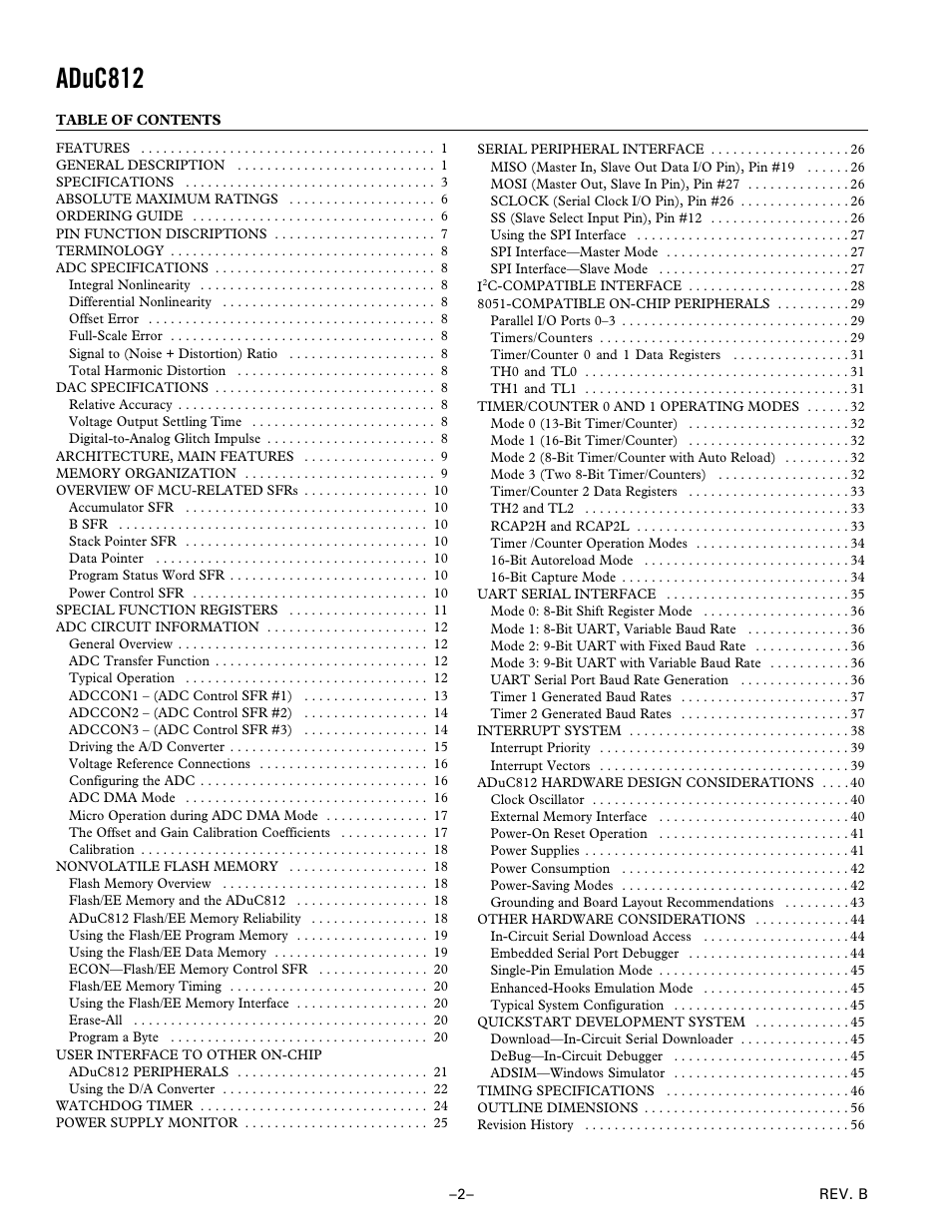 Aduc812 | Analog Devices ADuC812 User Manual | Page 2 / 56