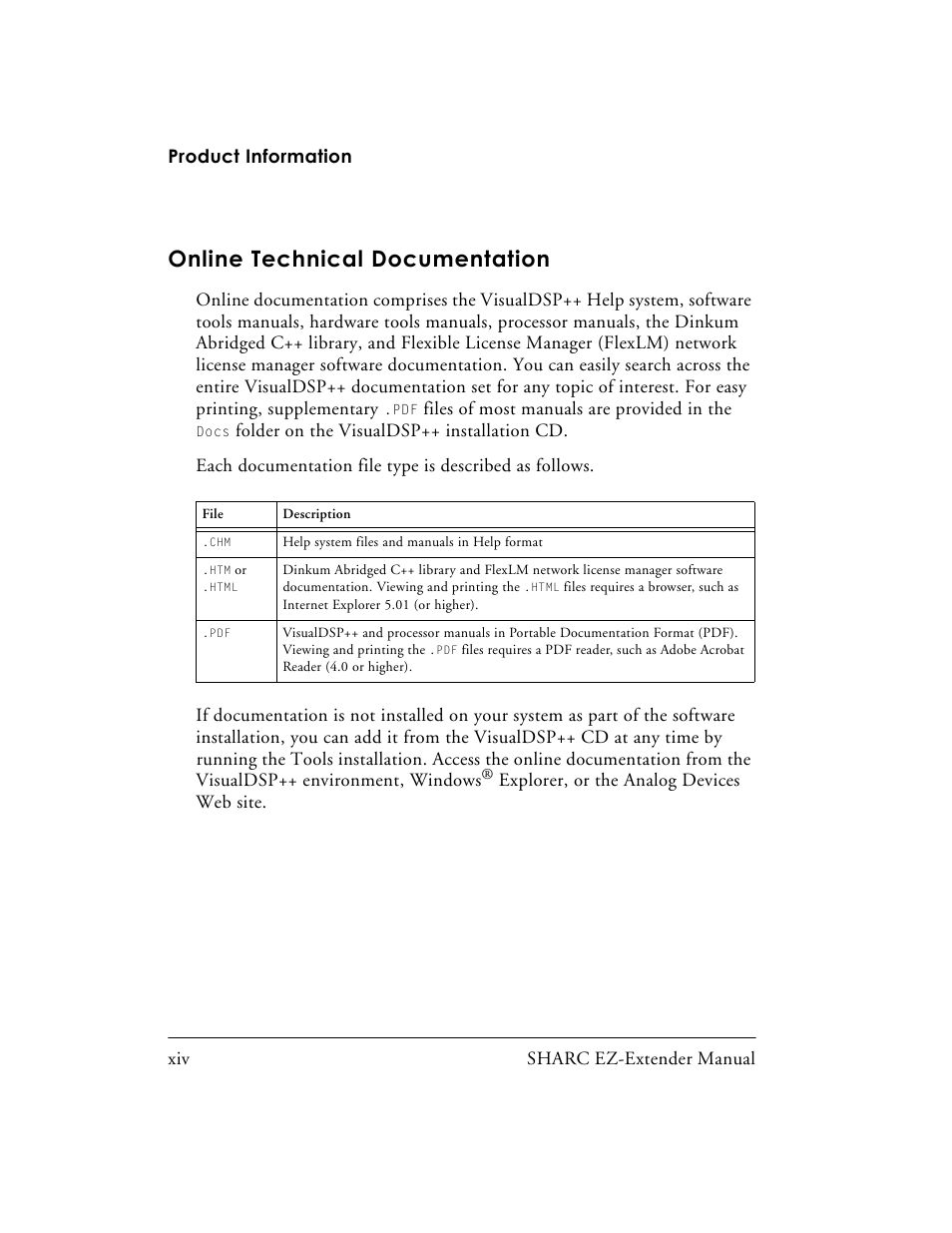 Online technical documentation | Analog Devices SHARC 82-000805-01 User Manual | Page 14 / 35
