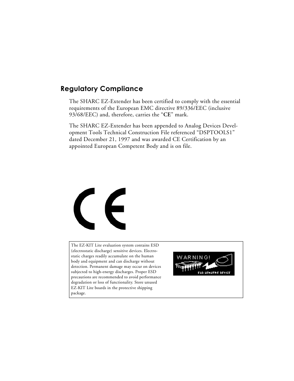 Regulatory compliance | Analog Devices SHARC 82-000805-01 User Manual | Page 3 / 35