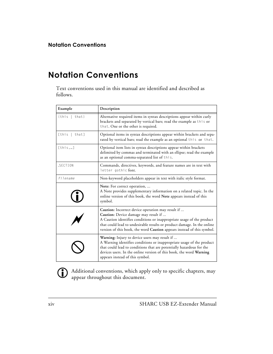 Notation conventions | Analog Devices SHARC 82-000197-01 User Manual | Page 14 / 32