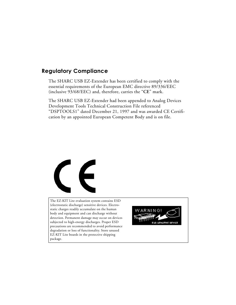 Regulatory compliance | Analog Devices SHARC 82-000197-01 User Manual | Page 3 / 32
