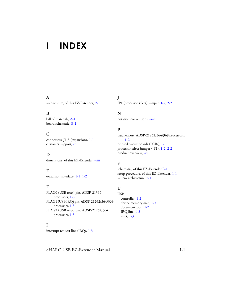I index, Iindex | Analog Devices SHARC 82-000197-01 User Manual | Page 31 / 32