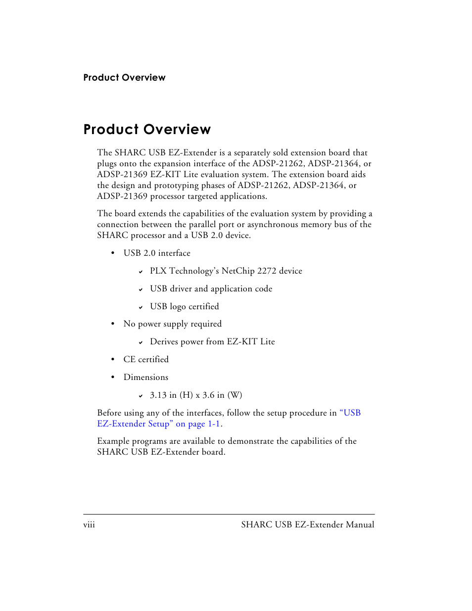 Product overview | Analog Devices SHARC 82-000197-01 User Manual | Page 8 / 32