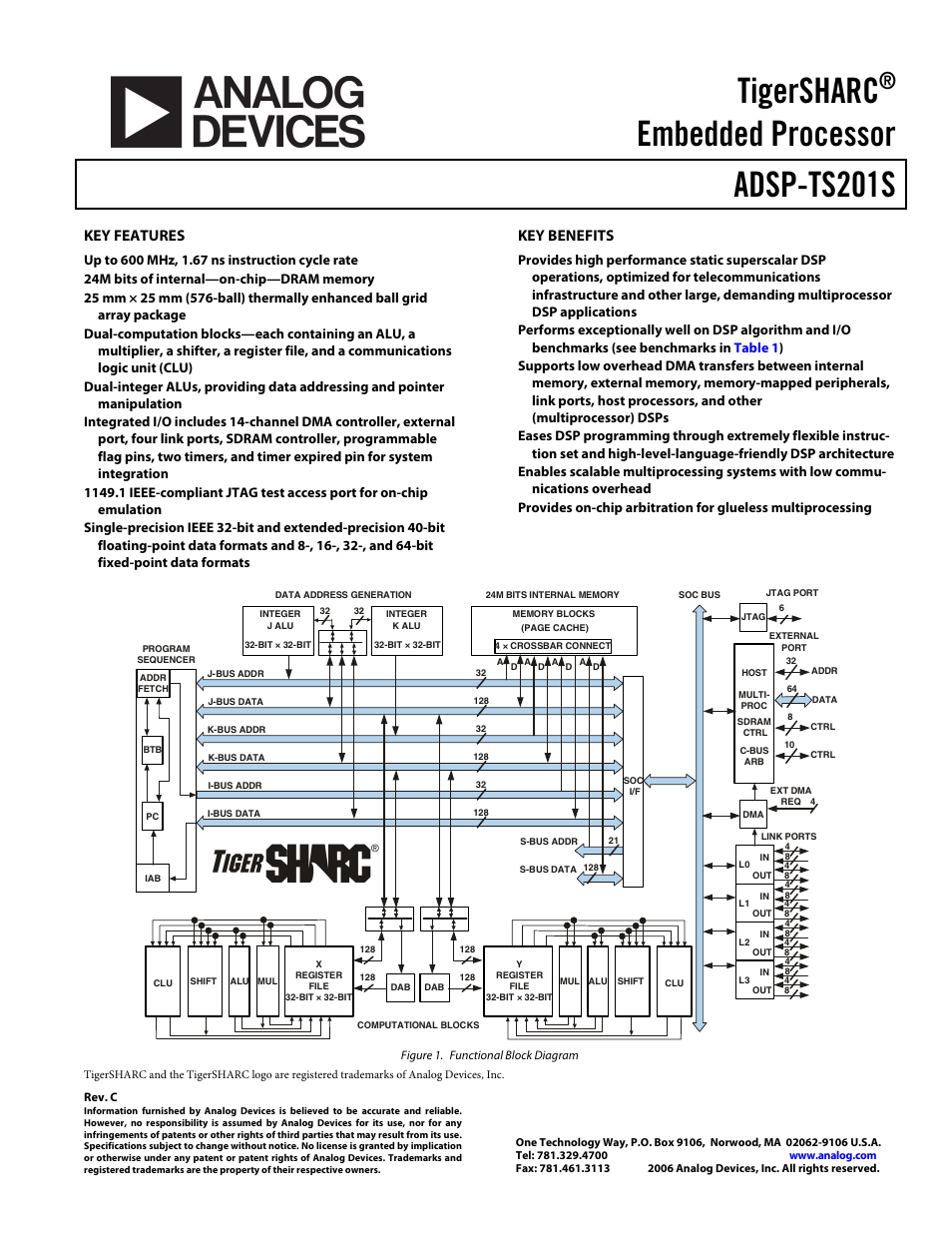 Analog Devices TigerSHARC ADSP-TS201S User Manual | 48 pages