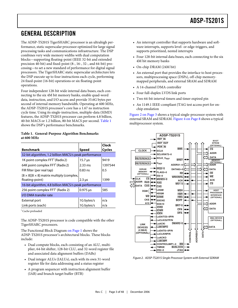 General description, Adsp-ts201s | Analog Devices TigerSHARC ADSP-TS201S User Manual | Page 3 / 48