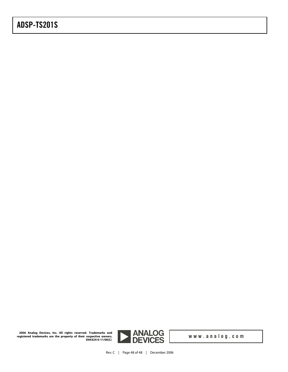 Adsp-ts201s | Analog Devices TigerSHARC ADSP-TS201S User Manual | Page 48 / 48