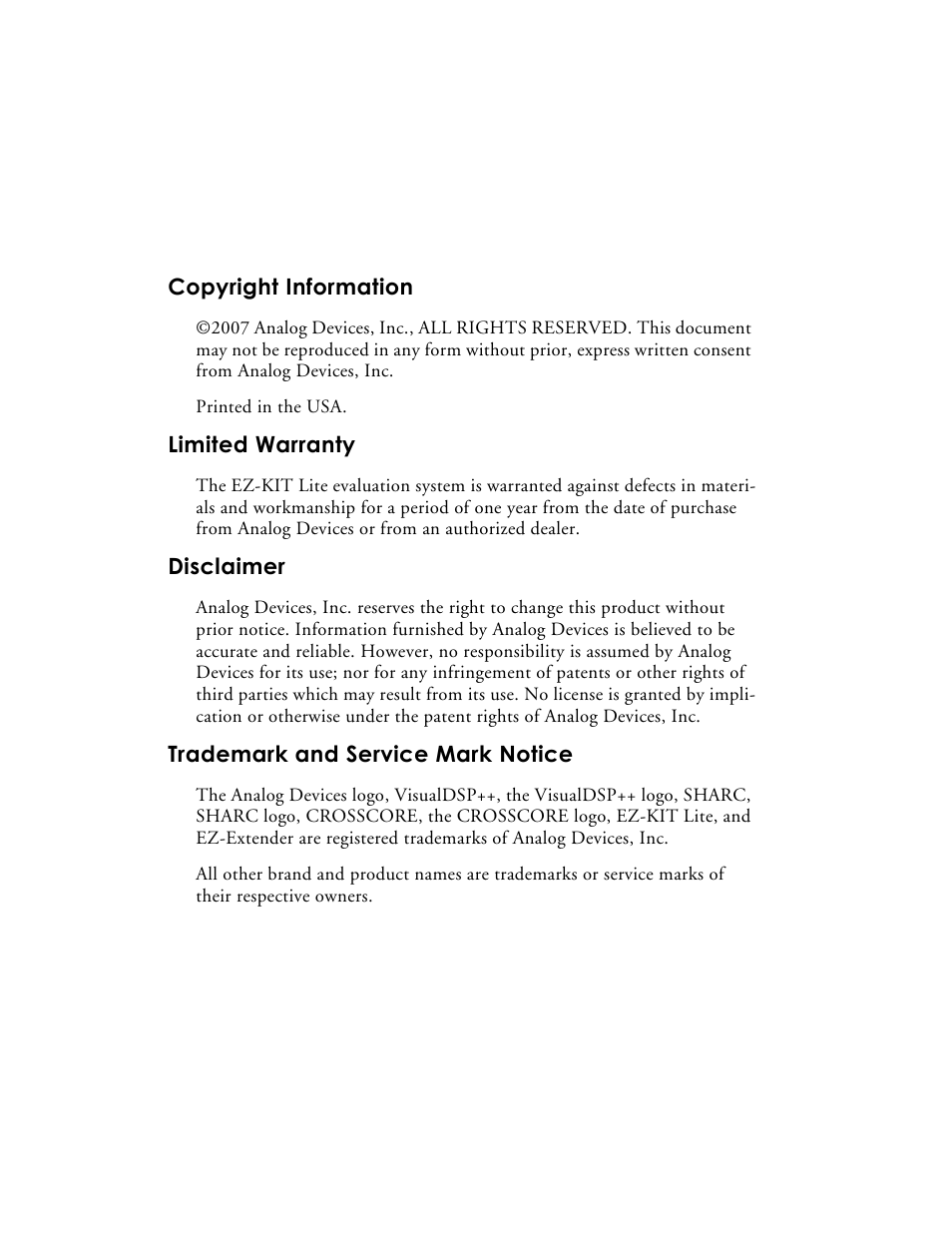 Analog Devices EZ-KIT Lite ADSP-21364 User Manual | Page 2 / 77