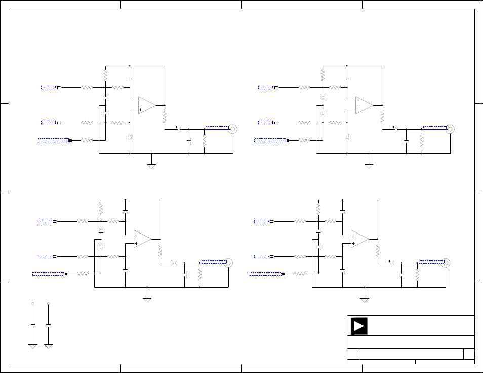 Audio out 1, Devices analog, Dac1 right dac2 right dac2 left dac1 left | Title size board no. date sheet of | Analog Devices EZ-KIT Lite ADSP-21364 User Manual | Page 67 / 77