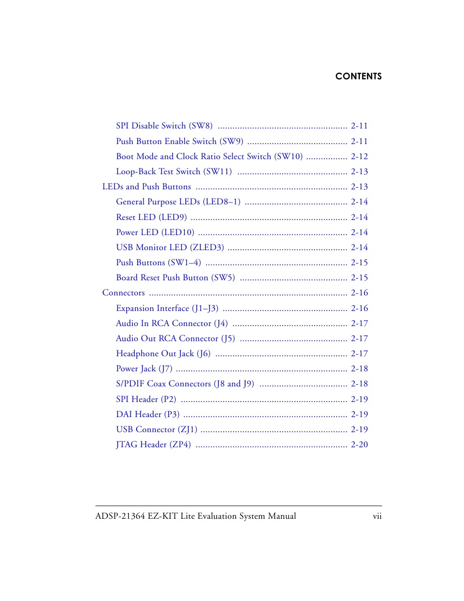 Analog Devices EZ-KIT Lite ADSP-21364 User Manual | Page 7 / 77