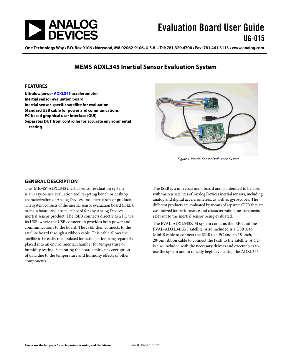 Analog Devices ADXL345 User Manual | 12 pages