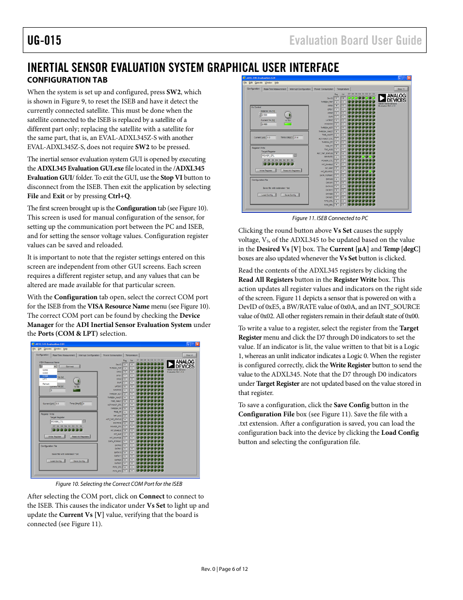 Configuration tab, Ug-015 evaluation board user guide | Analog Devices ADXL345 User Manual | Page 6 / 12