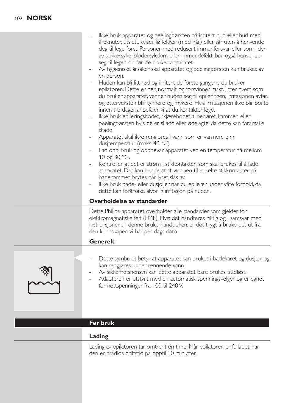 Philips SatinSoft Epilierer User Manual | Page 102 / 146