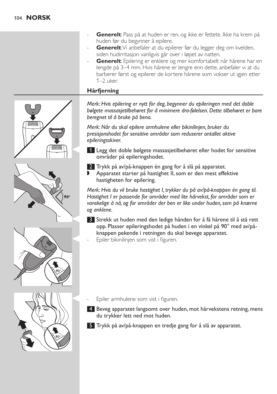 Philips SatinSoft Epilierer User Manual | Page 104 / 146