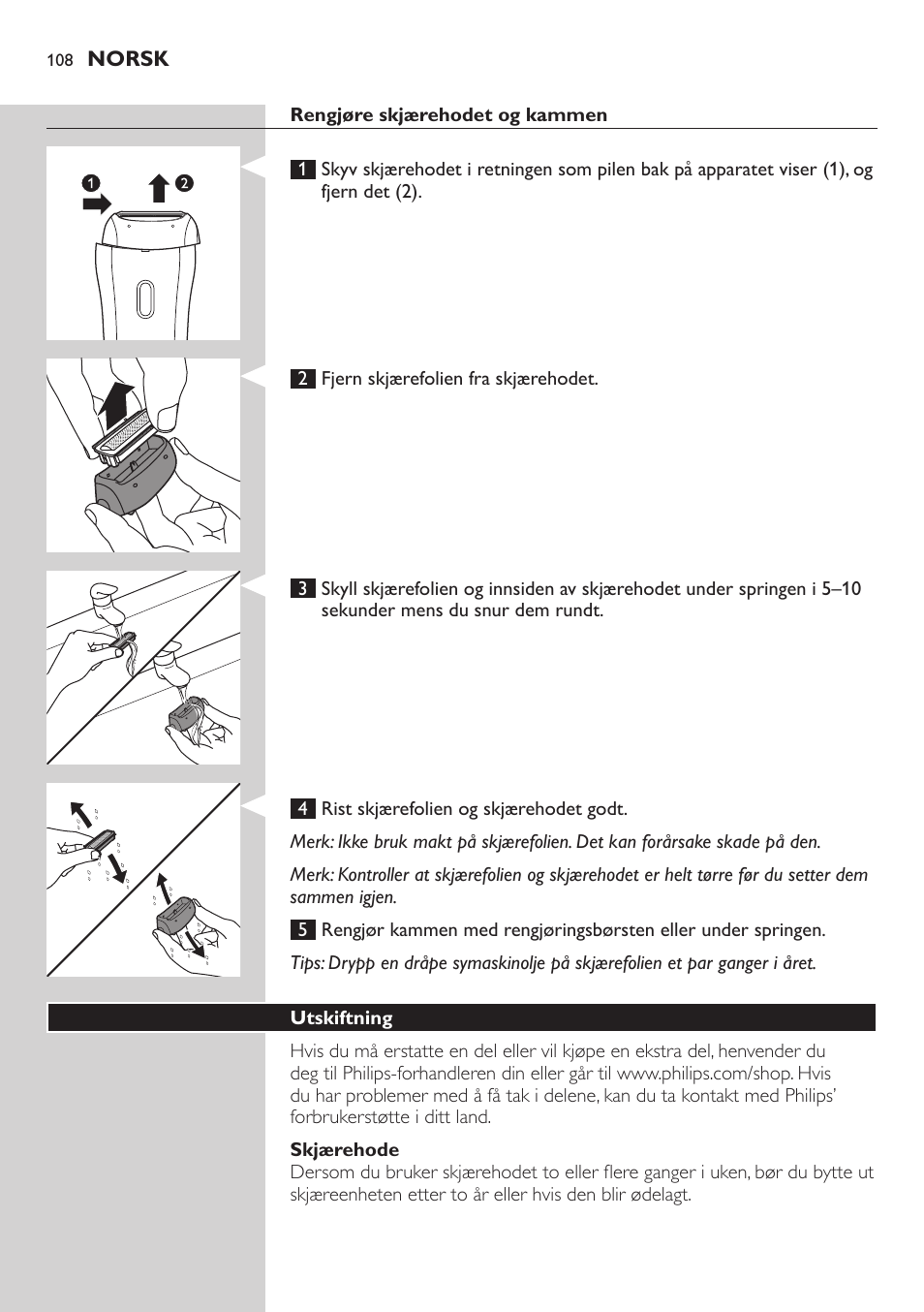 Philips SatinSoft Epilierer User Manual | Page 108 / 146