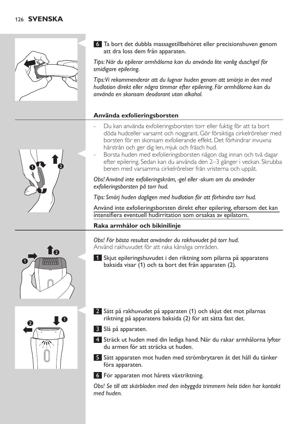 Philips SatinSoft Epilierer User Manual | Page 126 / 146