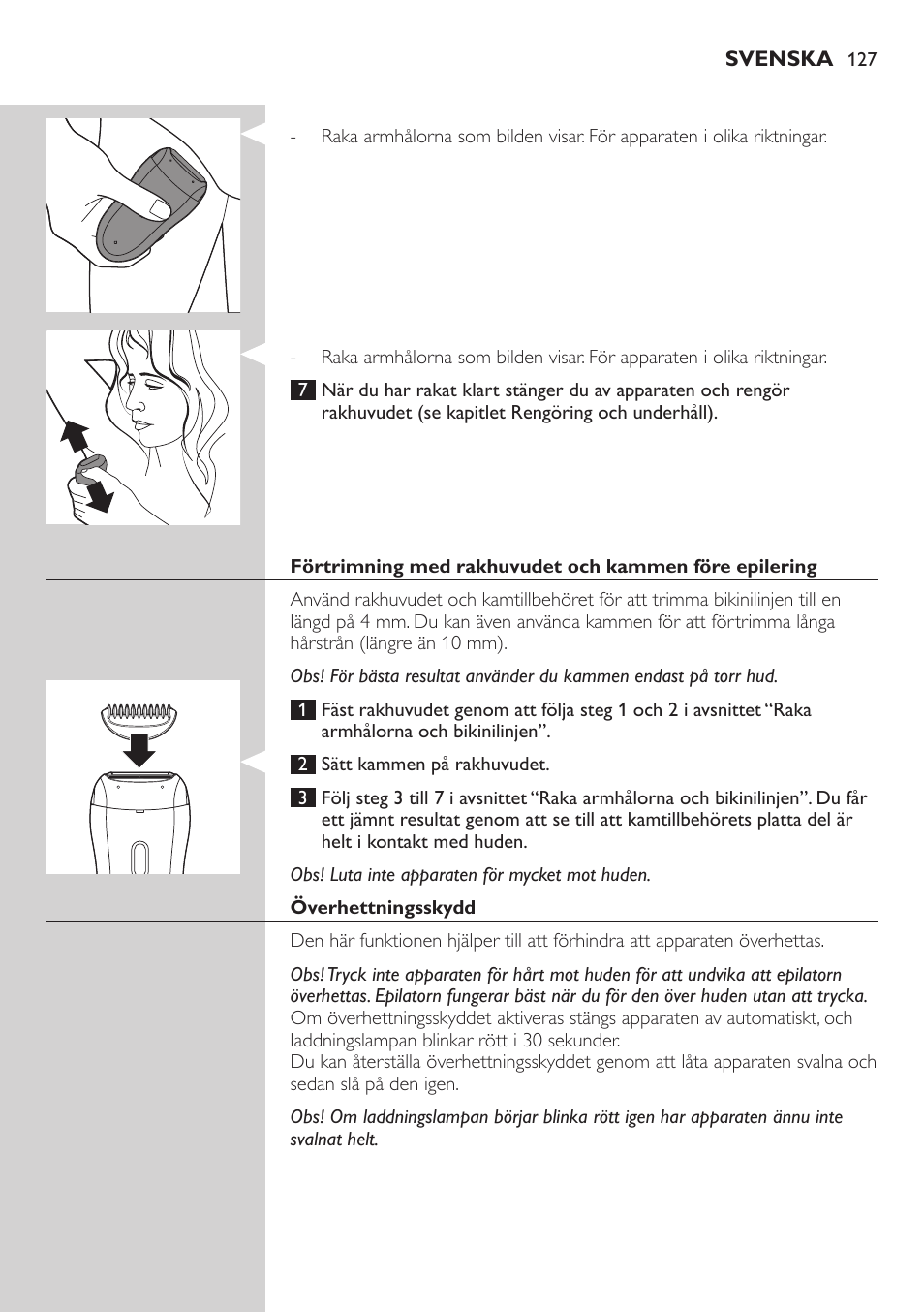 Philips SatinSoft Epilierer User Manual | Page 127 / 146
