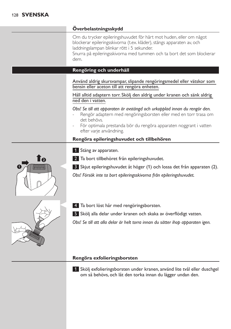 Philips SatinSoft Epilierer User Manual | Page 128 / 146