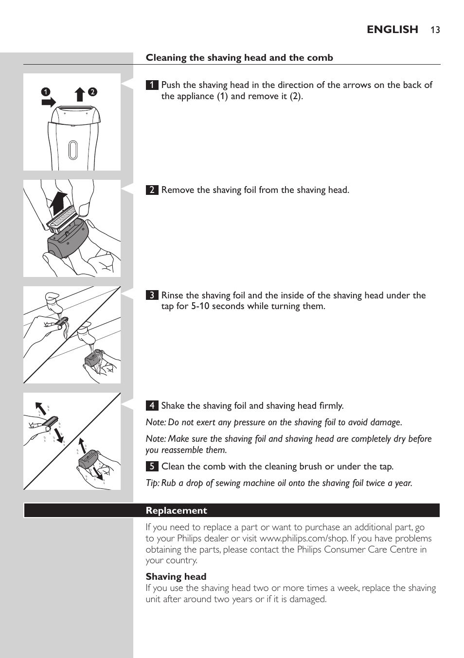 Philips SatinSoft Epilierer User Manual | Page 13 / 146