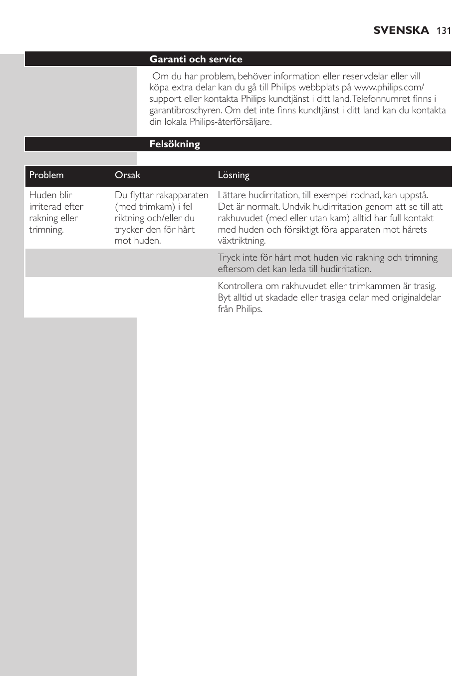 Philips SatinSoft Epilierer User Manual | Page 131 / 146