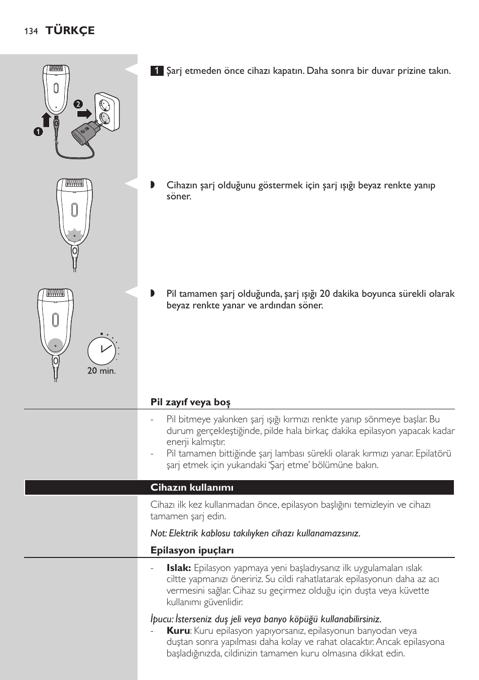 Philips SatinSoft Epilierer User Manual | Page 134 / 146