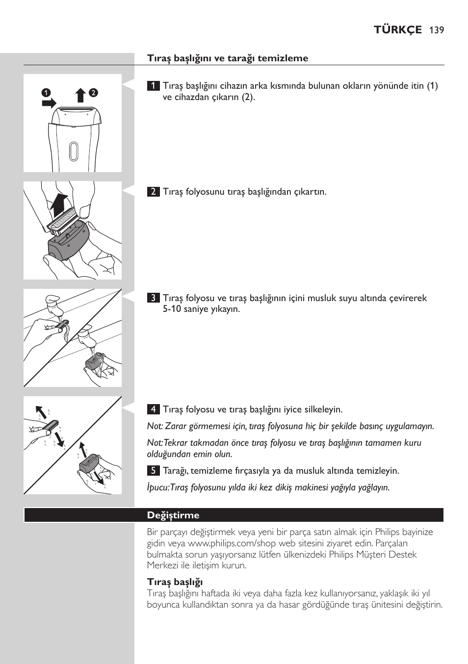 Philips SatinSoft Epilierer User Manual | Page 139 / 146
