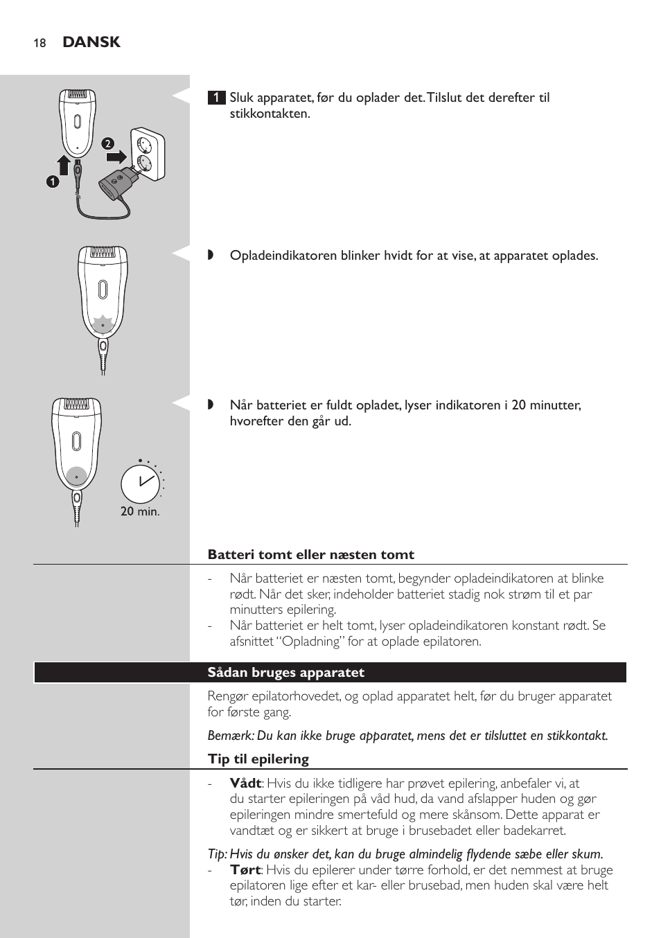 Philips SatinSoft Epilierer User Manual | Page 18 / 146