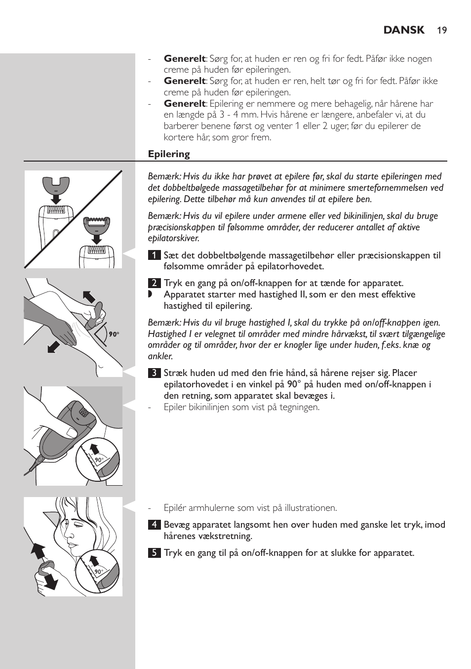 Philips SatinSoft Epilierer User Manual | Page 19 / 146