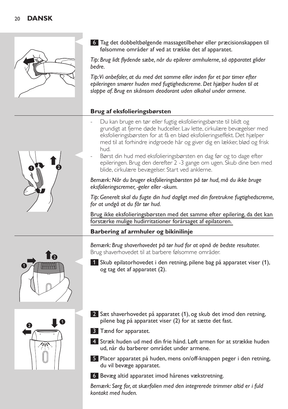 Philips SatinSoft Epilierer User Manual | Page 20 / 146