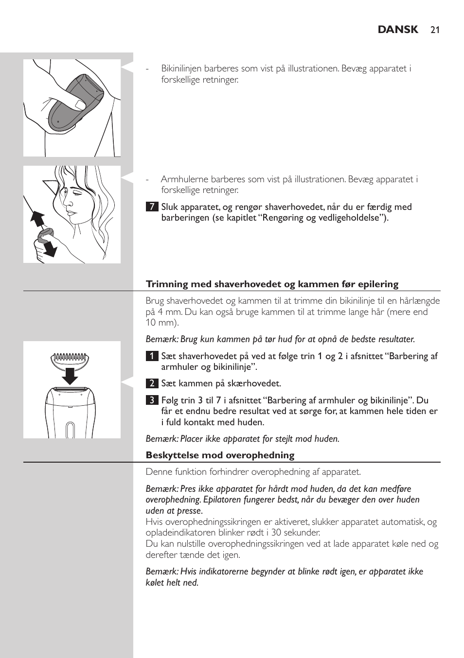 Philips SatinSoft Epilierer User Manual | Page 21 / 146