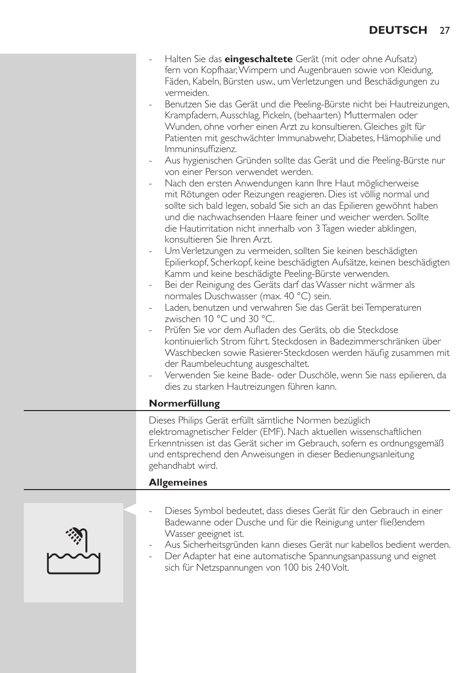 Philips SatinSoft Epilierer User Manual | Page 27 / 146