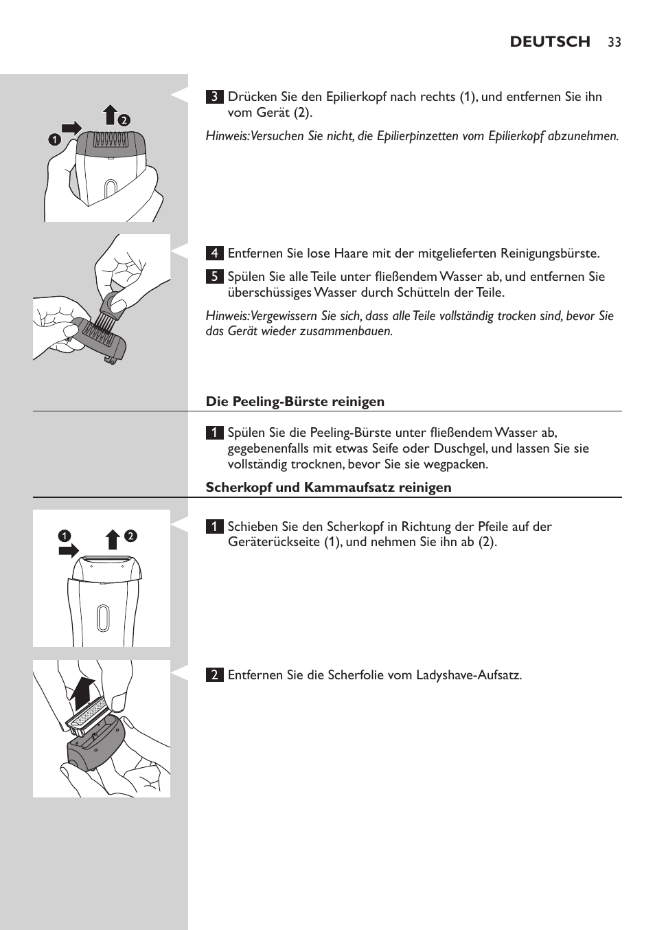 Philips SatinSoft Epilierer User Manual | Page 33 / 146
