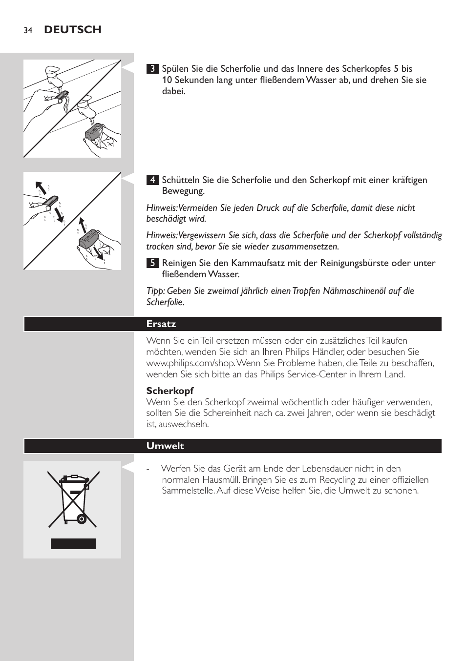Philips SatinSoft Epilierer User Manual | Page 34 / 146