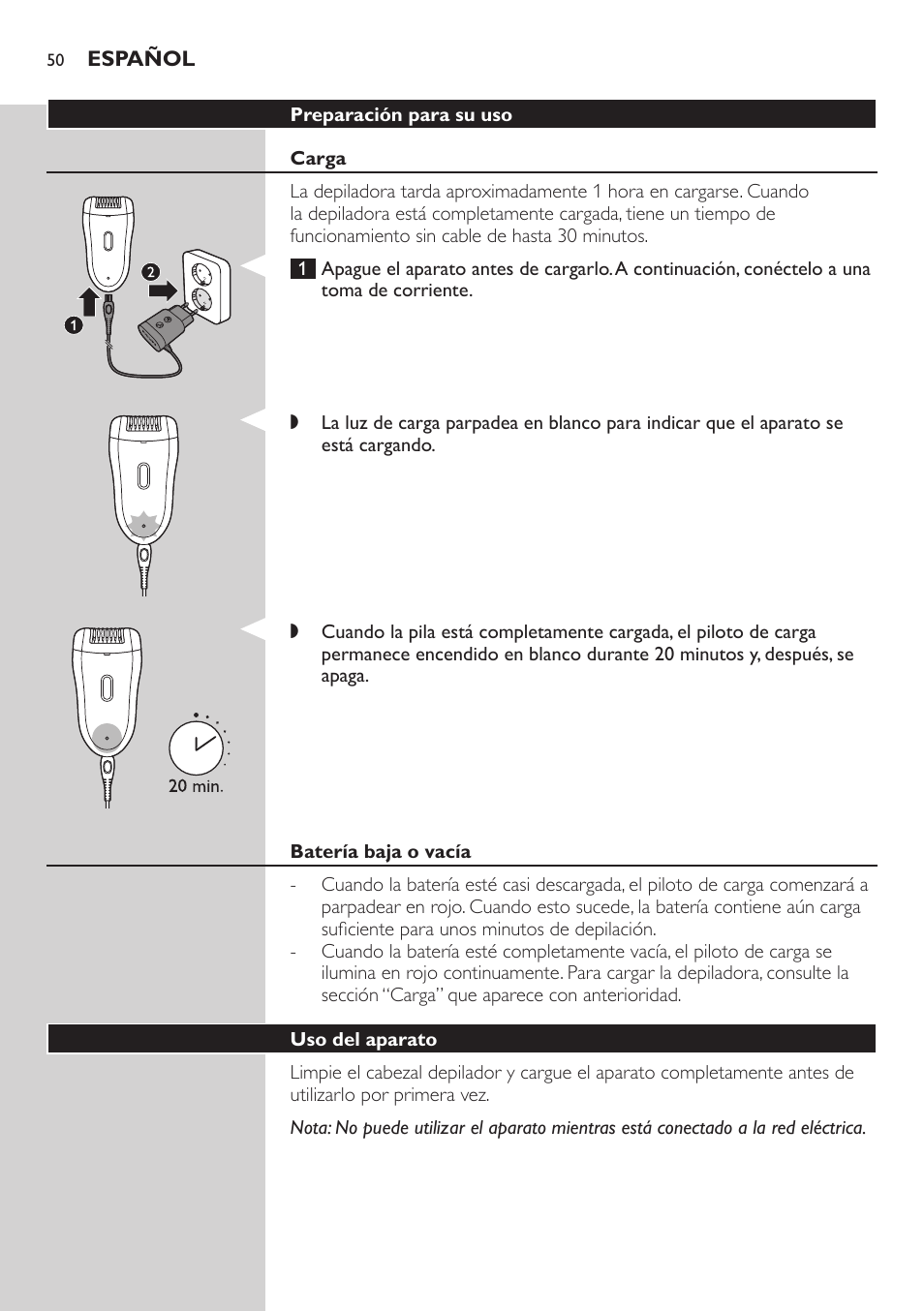 Philips SatinSoft Epilierer User Manual | Page 50 / 146