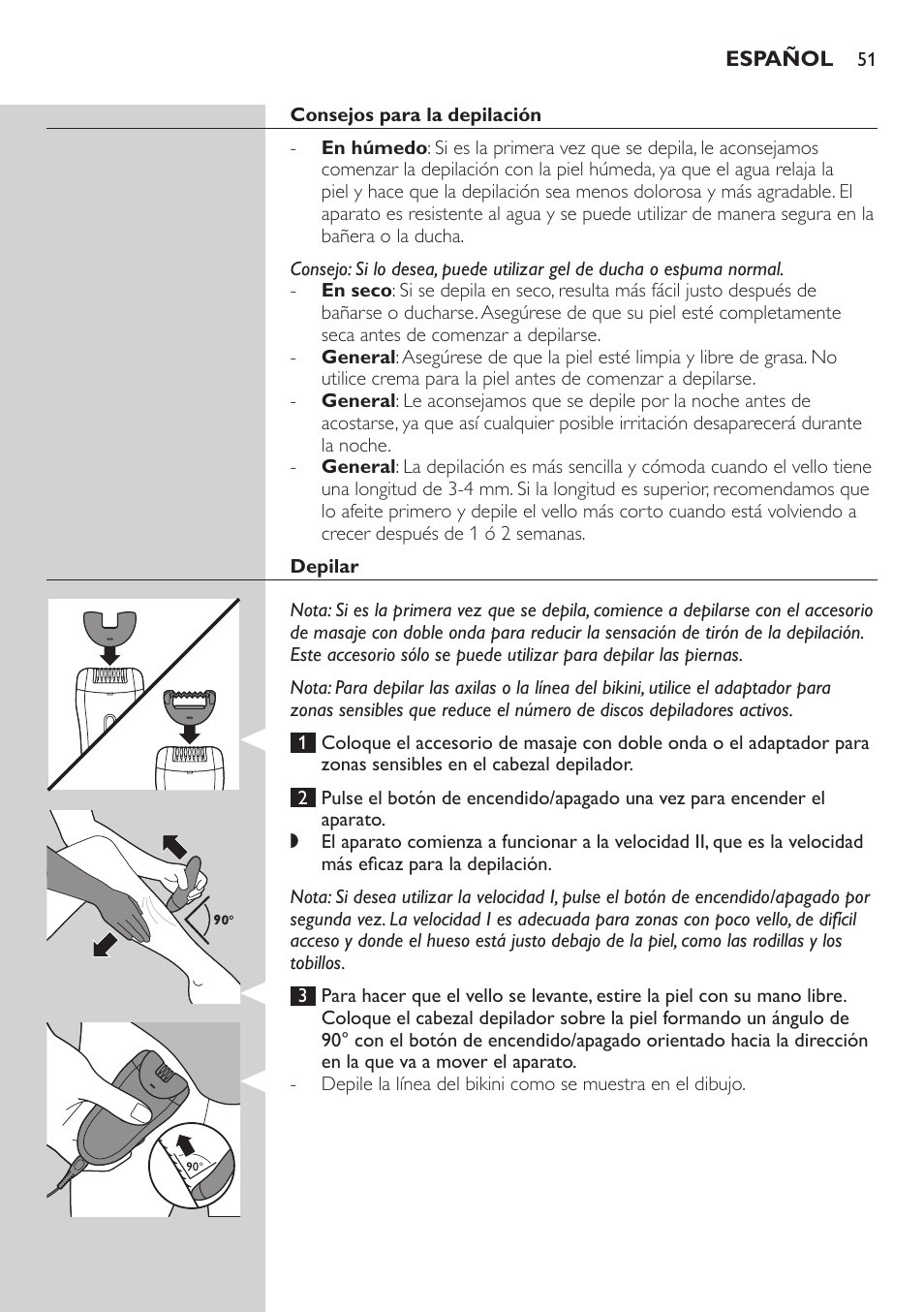 Philips SatinSoft Epilierer User Manual | Page 51 / 146