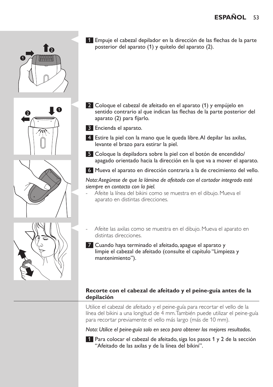 Philips SatinSoft Epilierer User Manual | Page 53 / 146