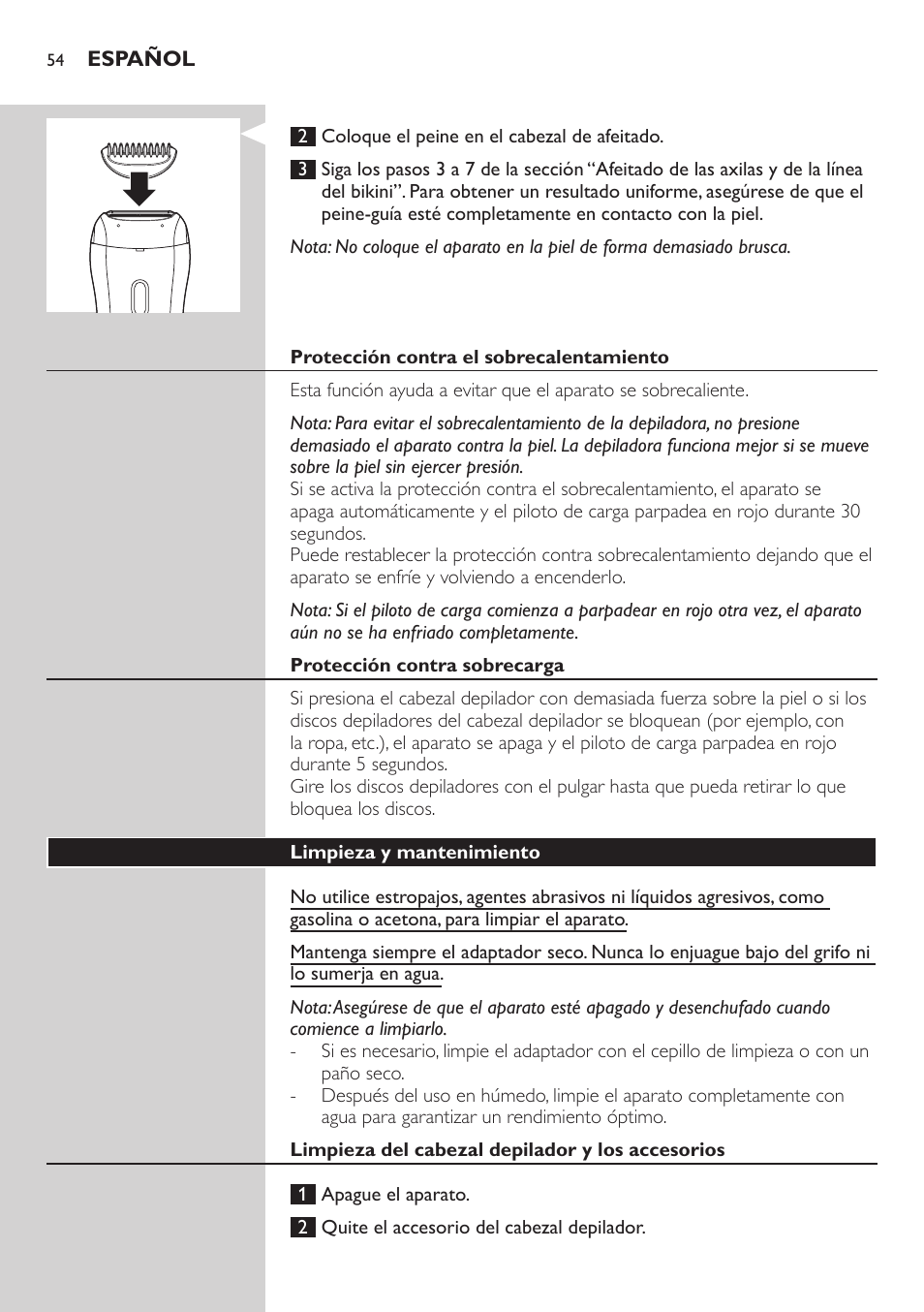 Philips SatinSoft Epilierer User Manual | Page 54 / 146