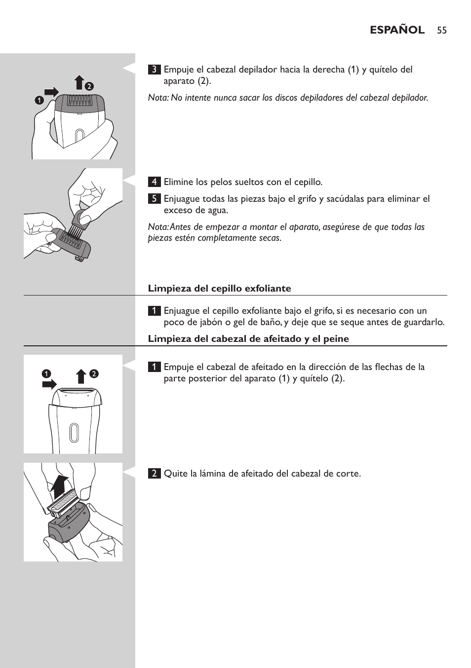 Philips SatinSoft Epilierer User Manual | Page 55 / 146