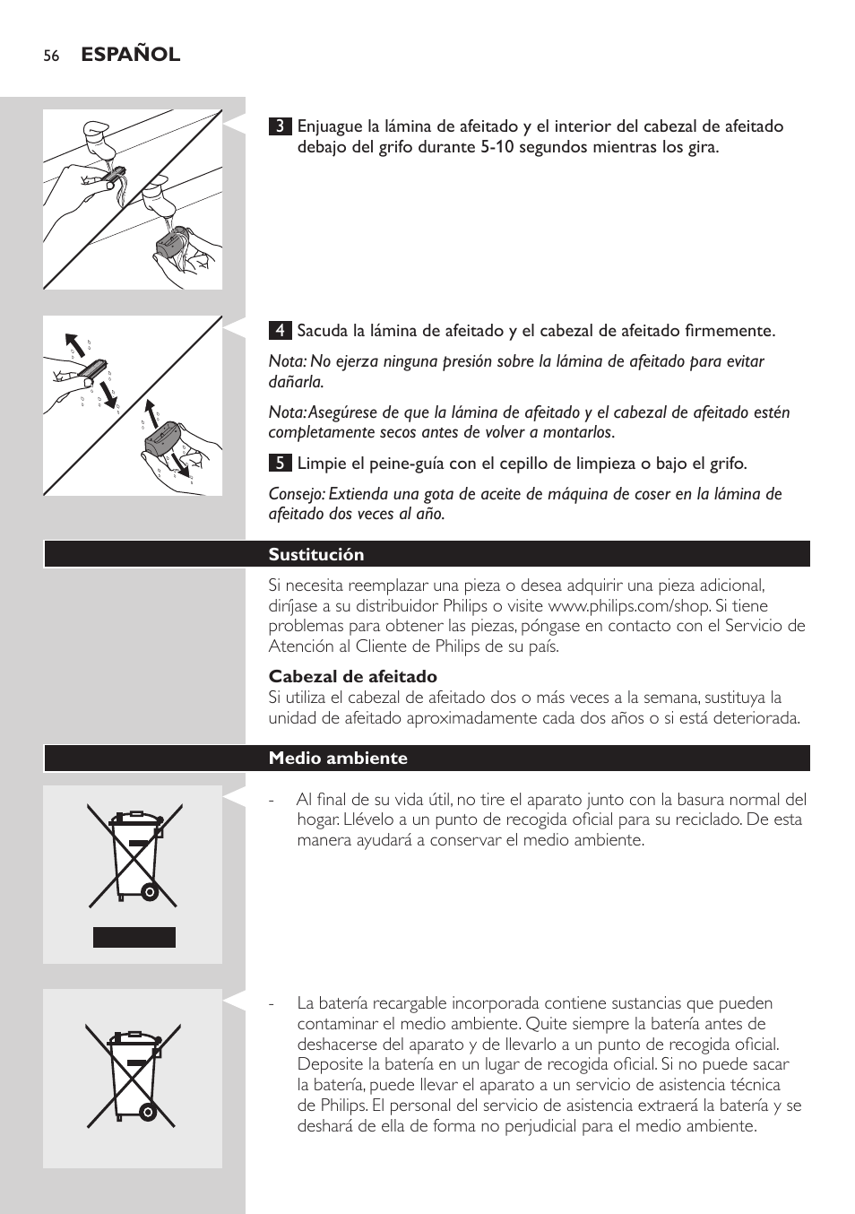 Philips SatinSoft Epilierer User Manual | Page 56 / 146