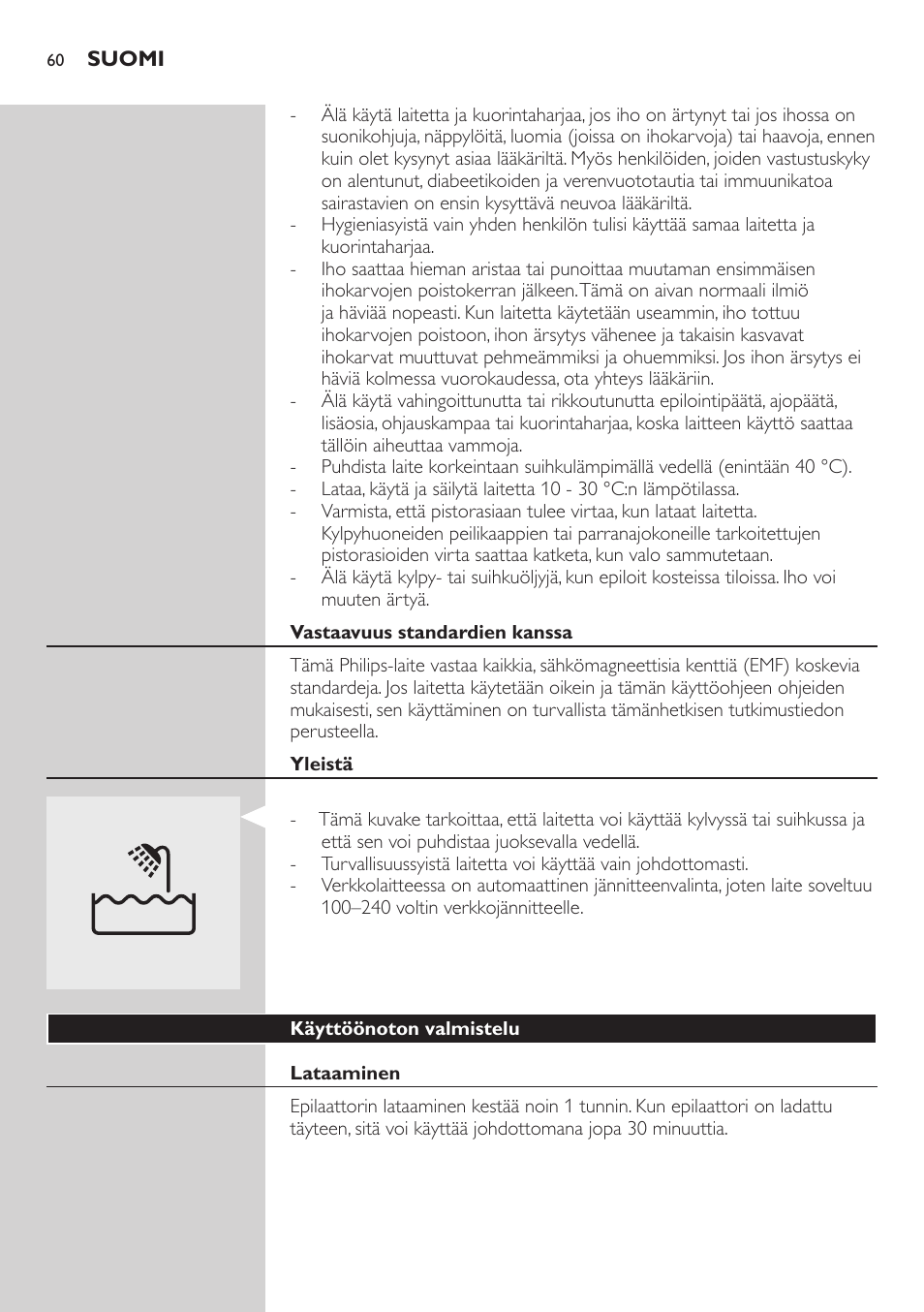 Philips SatinSoft Epilierer User Manual | Page 60 / 146