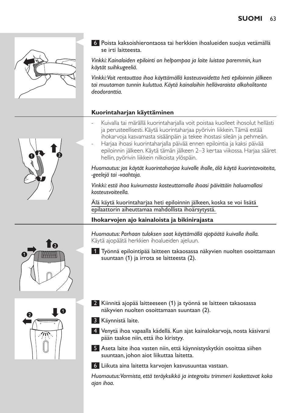 Philips SatinSoft Epilierer User Manual | Page 63 / 146