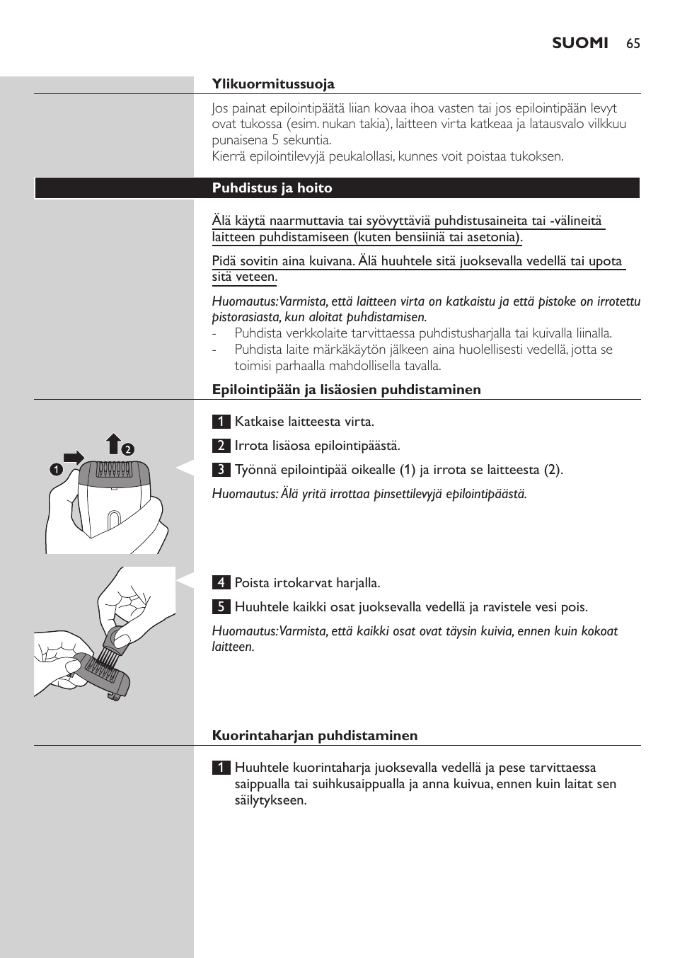 Philips SatinSoft Epilierer User Manual | Page 65 / 146