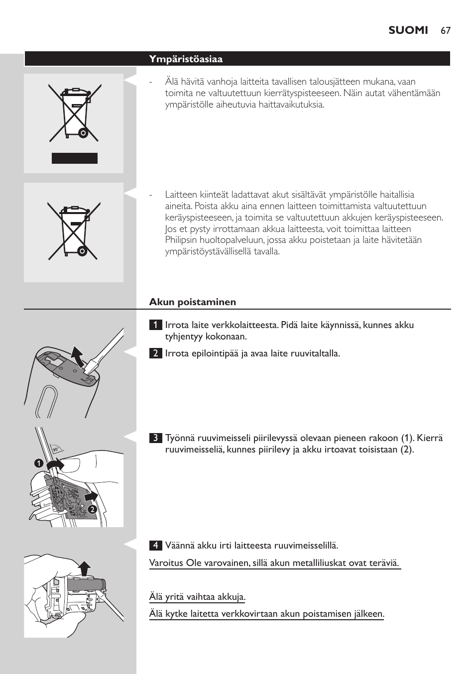 Philips SatinSoft Epilierer User Manual | Page 67 / 146