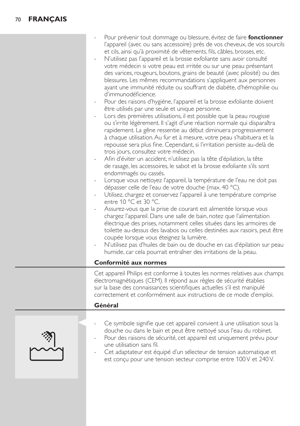 Philips SatinSoft Epilierer User Manual | Page 70 / 146