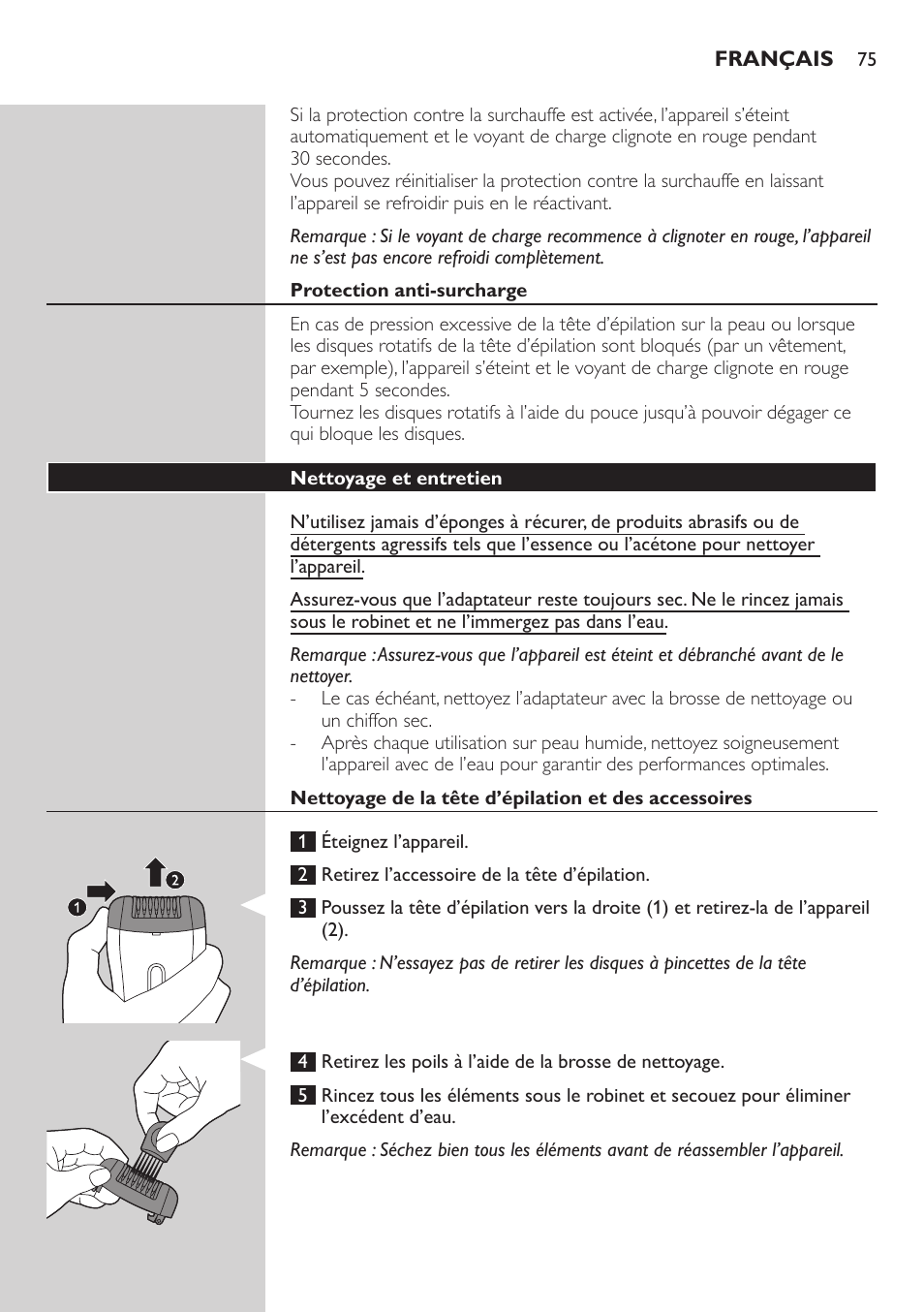 Philips SatinSoft Epilierer User Manual | Page 75 / 146