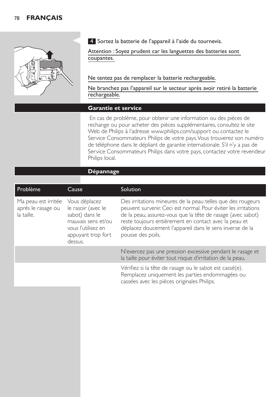 Philips SatinSoft Epilierer User Manual | Page 78 / 146