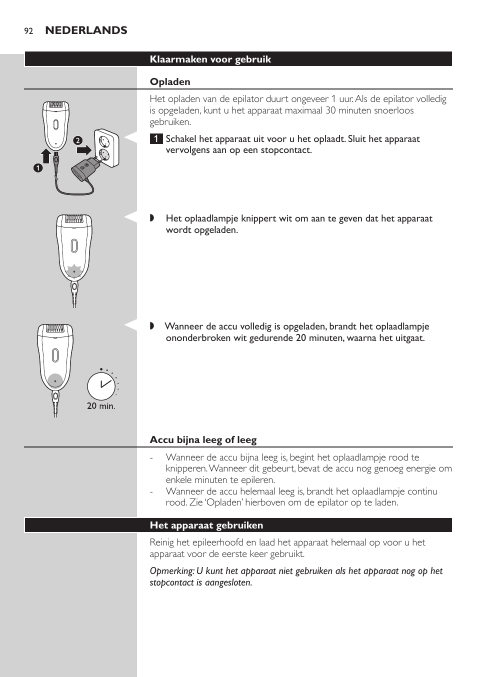 Philips SatinSoft Epilierer User Manual | Page 92 / 146