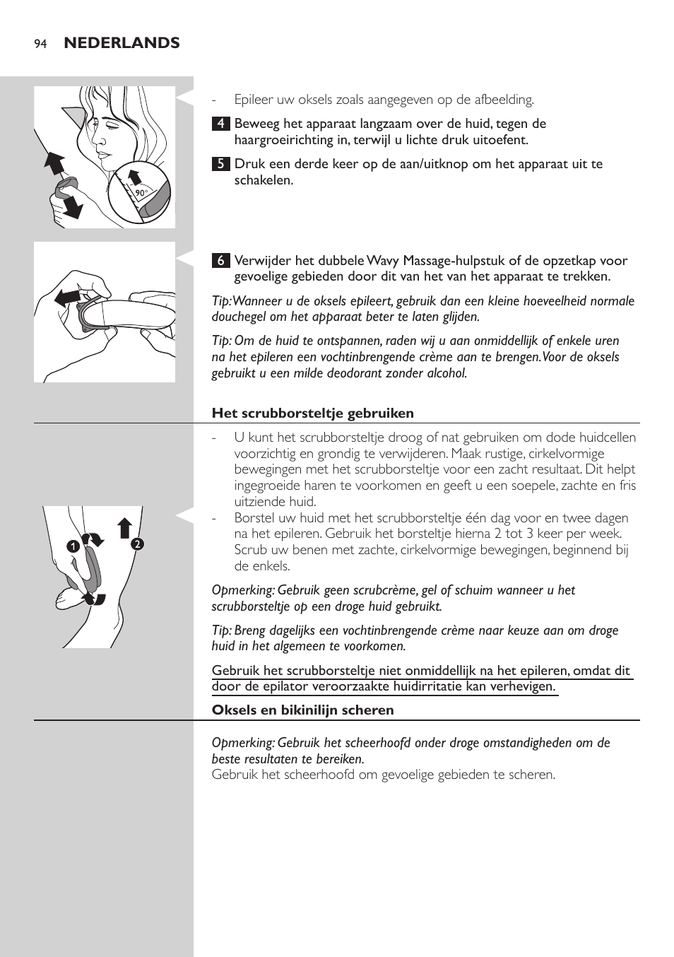 Philips SatinSoft Epilierer User Manual | Page 94 / 146