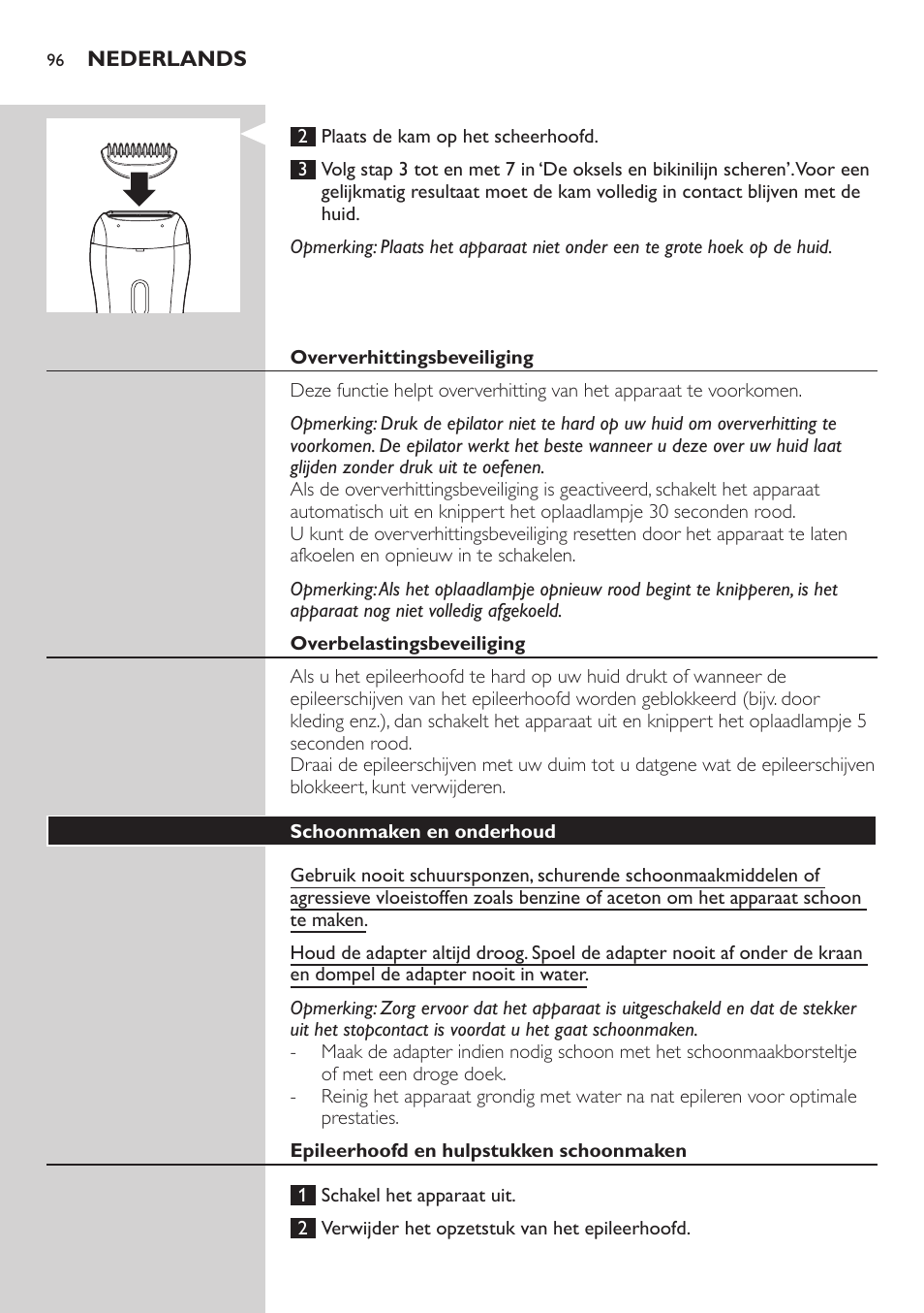 Philips SatinSoft Epilierer User Manual | Page 96 / 146