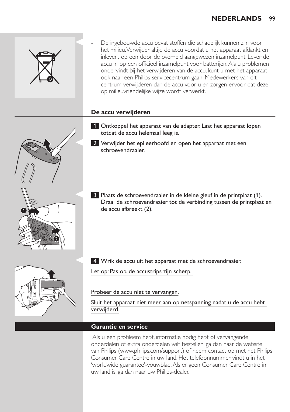 Philips SatinSoft Epilierer User Manual | Page 99 / 146