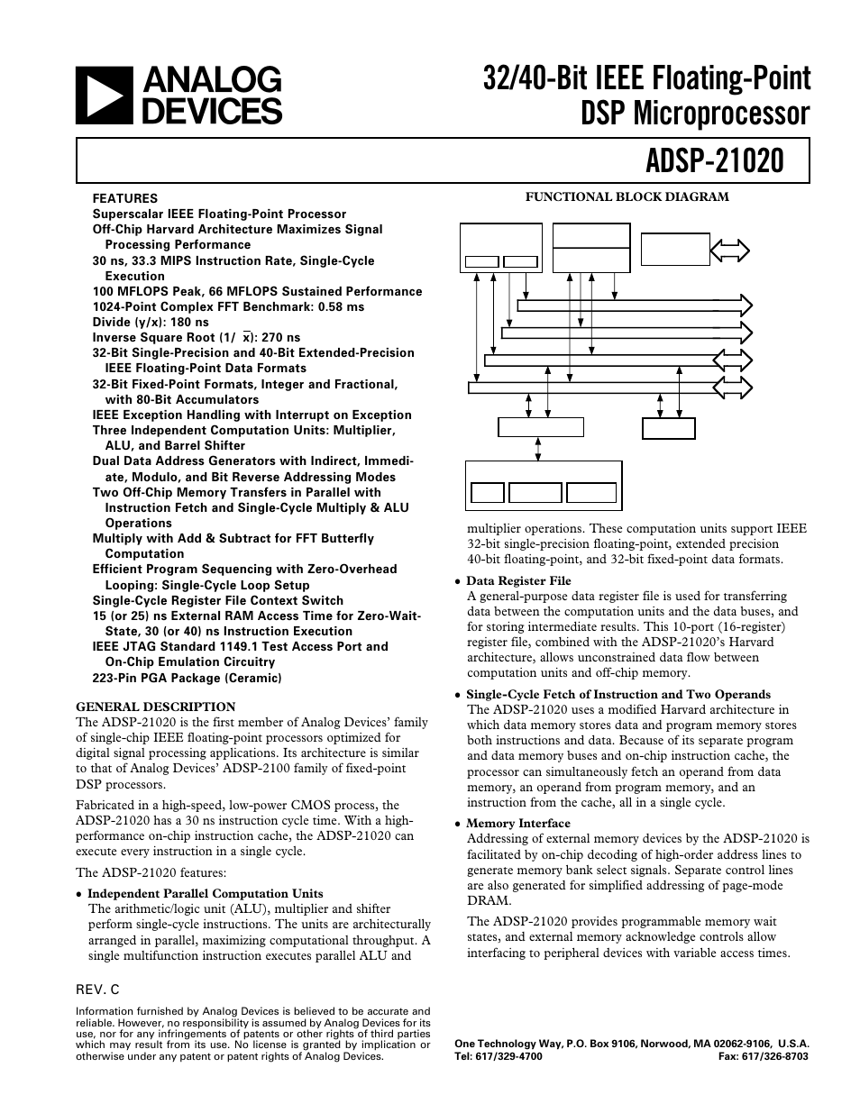 Analog Devices ADSP-21020 User Manual | 32 pages